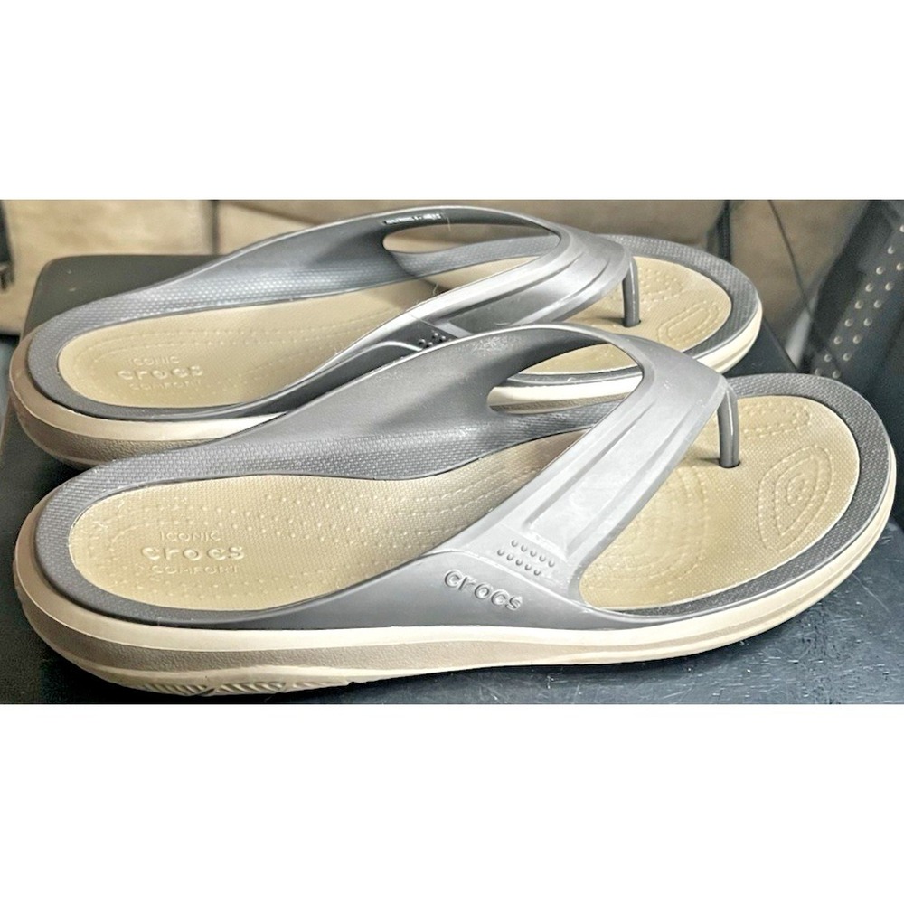 Crocs  Swiftwater Wave Men's Size 12 Brown Flip-Flop Sandals